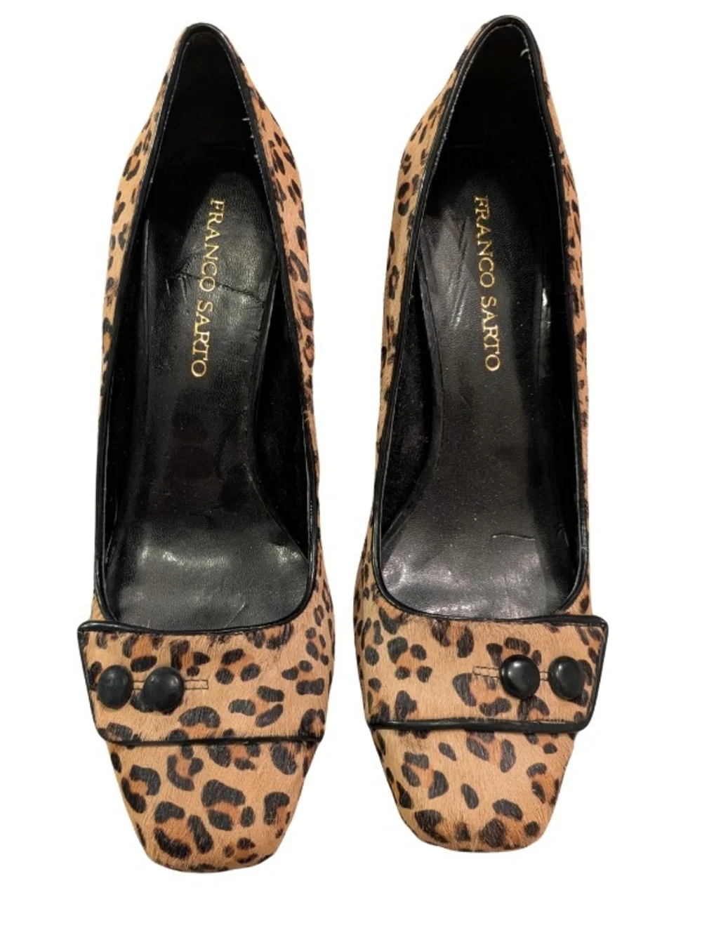 Franco Sarto Leopard Print Pumps in Tan and Black |  Ladies size 10